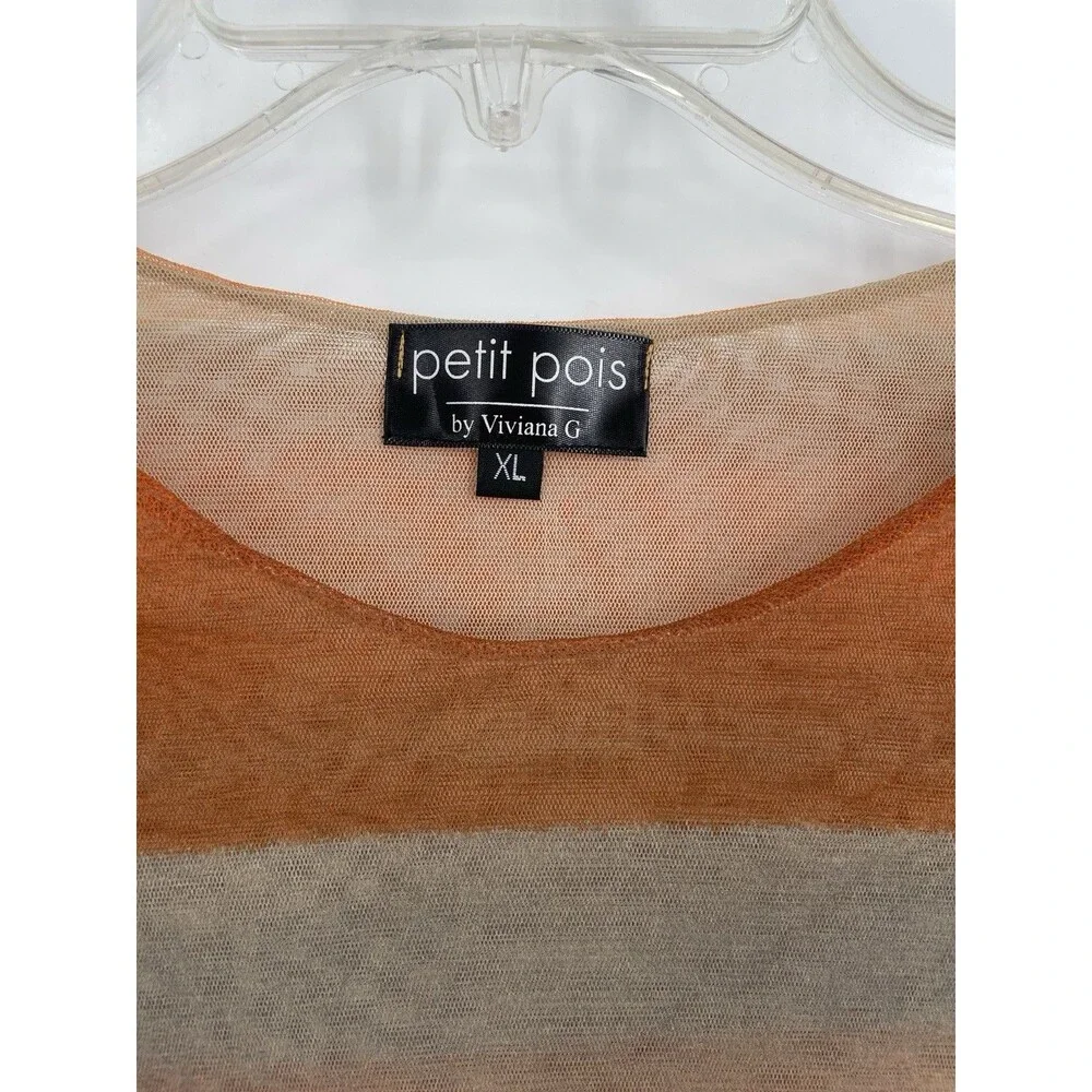 Petit Pois by Viviana G Mesh Top Orange 2 Piece Long Sleeve Top Artsy Y2K USA
